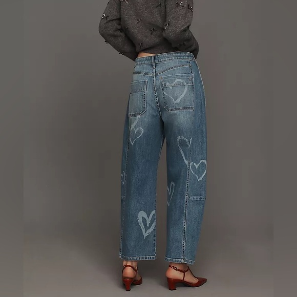 Anthropologie Graffiti Heart Barrel Jeans - Picture 2 of 3